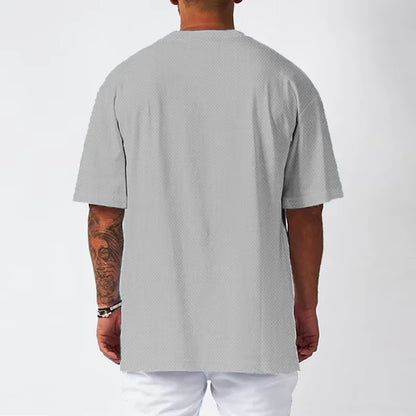 Oversized Loose Men'S Running Sport T-Shirt Gym Bodybuilding Fitness Training Clothing Summer Mesh Short Sleeves Quick Dry Shirt