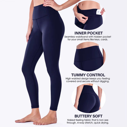 Pockets Fitness High Waist Gym Leggings Women Autumn Skinny Stretch Athletic Leggings Women Running Outdoors Pockets Pants
