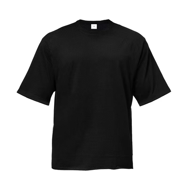 Oversized Loose Men'S Running Sport T-Shirt Gym Bodybuilding Fitness Training Clothing Summer Mesh Short Sleeves Quick Dry Shirt