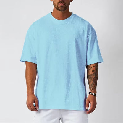 Oversized Loose Men'S Running Sport T-Shirt Gym Bodybuilding Fitness Training Clothing Summer Mesh Short Sleeves Quick Dry Shirt