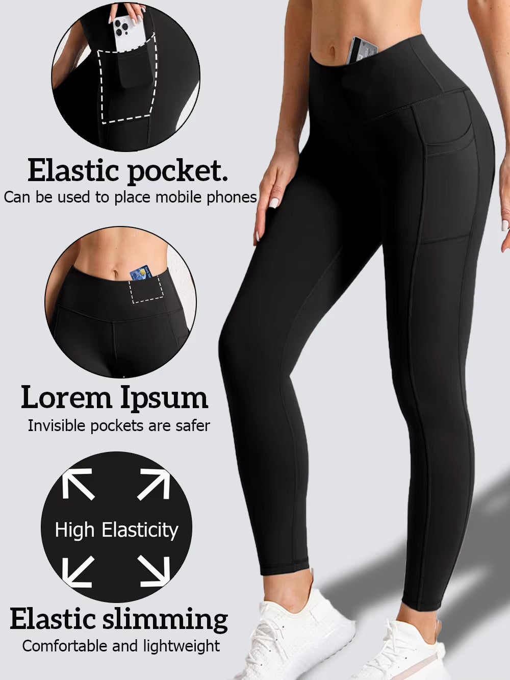 Pockets Fitness High Waist Gym Leggings Women Autumn Skinny Stretch Athletic Leggings Women Running Outdoors Pockets Pants